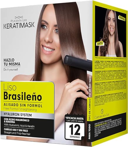 PLACENTA LIFE KERATIMASK Brazilian Keratin Hair Straightening Kit - Formaldehyde-Free, Long-Lasting Frizz Control & Shine