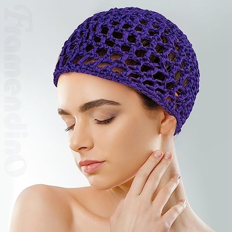 Framendino, Mesh Crochet Hair Net Rayon Knit Snoods Hat Hairnet Snood Cover Ornament for Night Sleeping Hair Accessories