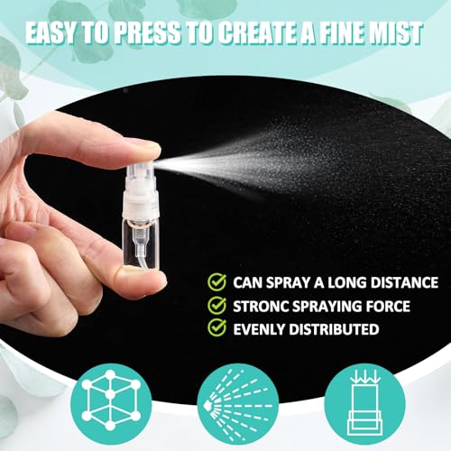 Mini Spray Bottles 2ml Pack of 300 - Clear Cap Refillable Perfume Bottles