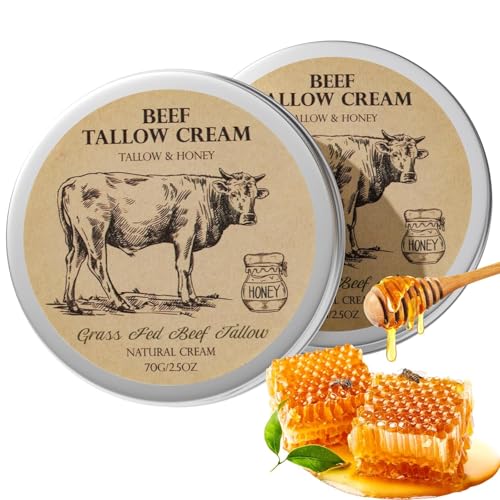 Beef Tallow and Honey Face Moisturizer Set - 2.5 Oz Pack of 2 Natural Skin Care