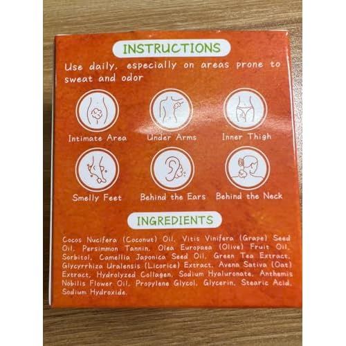 Muun Persimmon Soap Pack 3 For Old People Smell, Odor Control - Japanese Deodorant Soap, Deodorizing Body Wash, Smooth Deeply Cleansing - Body Odor Eliminator