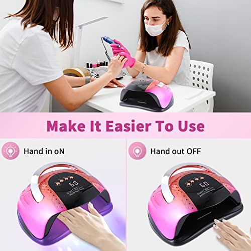 268W UV LED Nail Lamp - Gel Polish Curing Light with 57 LEDs, 4 Timers