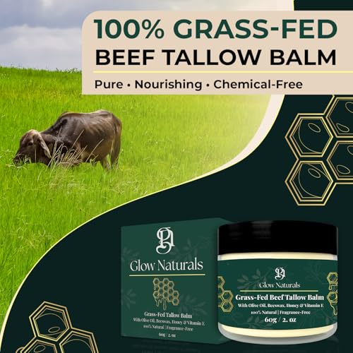 Beef Tallow For Skin - 2 oz Fragrance Free Tallow And Honey Balm With Olive Oil, Beeswax & Vitamin E - Grass Fed Beef Tallow For Face, Body & Dry, Sensitive Skin