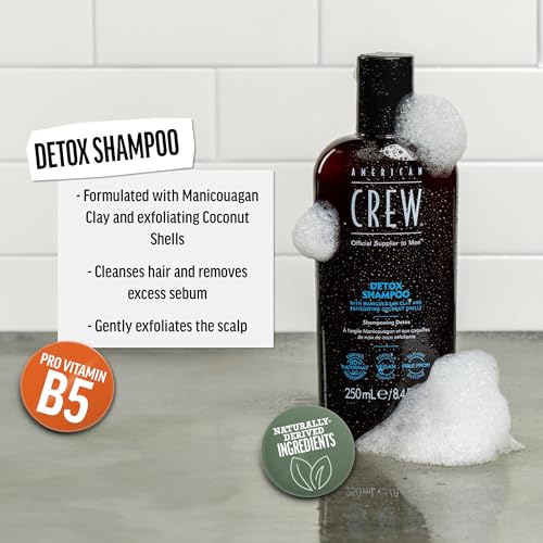 American Crew Detox Shampoo for Men 33.8 Fl Oz Vegan Clarifying Hair & Scalp Cleanser