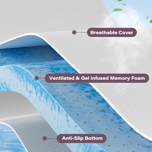 SOOSLEEPY Full Size 3 Inch Memory Foam Mattress Topper with Removable Cooling Cover