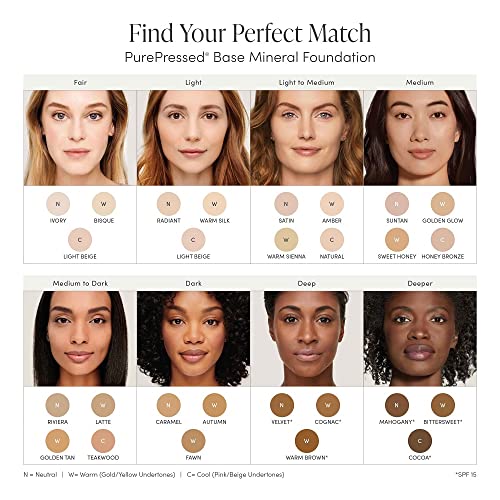 jane iredale PurePressed Base Mineral Foundation Refillable Compact Set| Semi Matte Pressed Powder with SPF | Talc Free, Vegan, Cruelty-Free