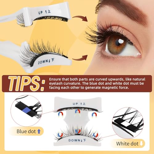 QUEWEL Magnetic Eyelashes 4 Pair Reusable Magnetic Eyelashes with Applicator No Glue Needed Eyelashes Natural Look Lash Clusters Kit Easy to Wear and Remove(4 Pairs-A05)