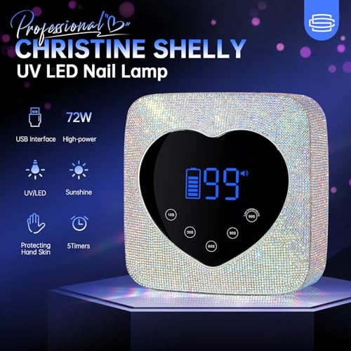 UV LED Nail Lamp 72W Rechargeable Sparkly Nail Dryer Gel Polish Light with 5 Timer Setting & Handheld UV Nail Lamp, Portable LED Nail Lamp, Mini Nail Dryer