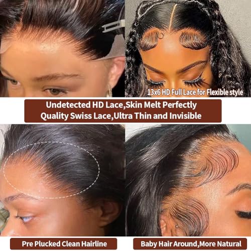 Black 20 Inch Body Wave Lace Front Wig 13x6 Human Hair 200% Density Glueless