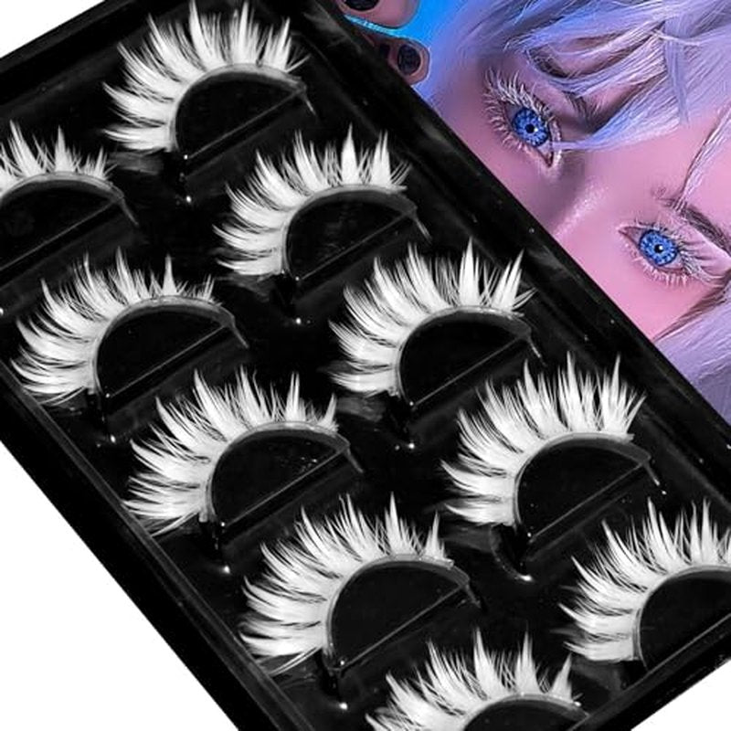 Halloween White False Lashes Extension Tools Japanese Anime Cosplay Natural Makeup Looking Masquerade Party Eye Lashes (02B)