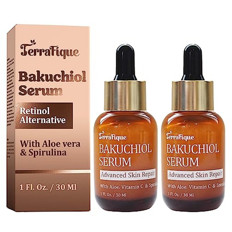 Bakuchiol Serum for Face - Retinol Alternative for Sensitive Skin - Contains Aloe, Centella, Spirulina - Bakuchiol Serum - Plumping, Anti Aging - Pore Minimizer - 1 Fl Oz - 2 Pack