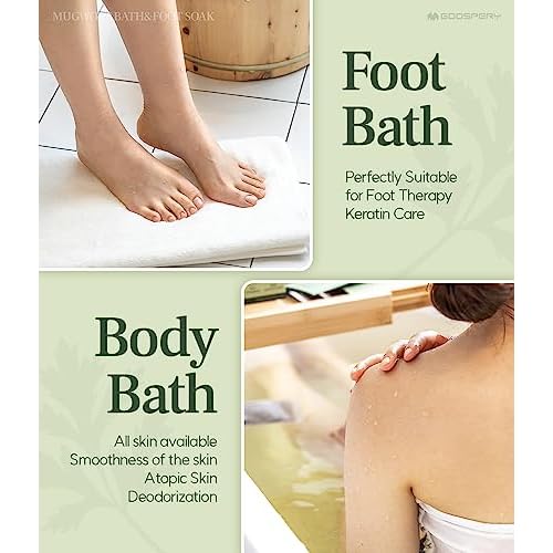Monage Korean Organic Mugwort Bath and Foot Soak (10 Pack) Natural Home Spa Therapy with Traditional Korean Healing Properties and Relaxation Benefits, Skin Soothing, Muscle Relief, Korean Skin Care