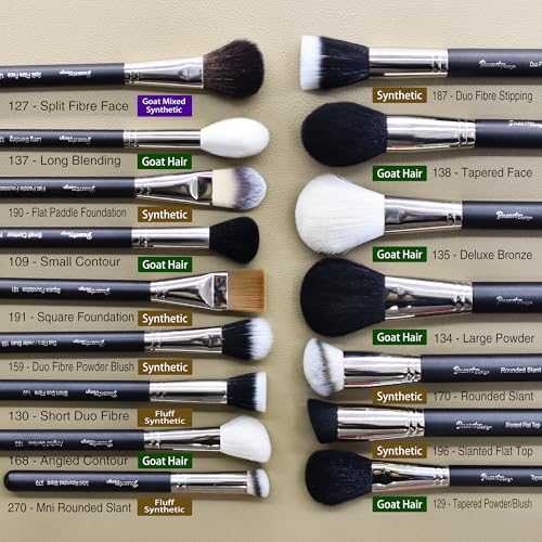 Makeup Artist MUST HAVES 42Pcs Makeup Brushes Set with Real Natural Goat Hair By BUEART DESIGN (42Pcs Matte Pearl Black)