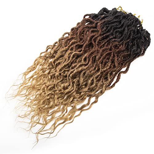 BEkjdiof Faux Locs Crochet Hair 24 Inch OT30/27, 6 Packs – Goddess Wavy Loc Braids