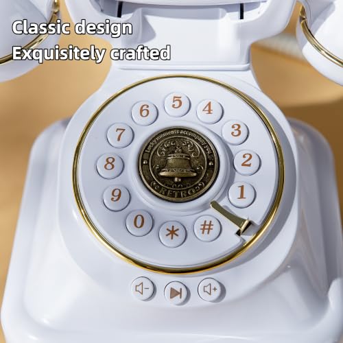 RetroVox Vintage Wedding Guest Book Phone with Sign Holder E - White & Signage