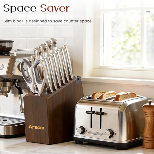 15-Piece Kitchen Knife Set with Block & Sharpener - High Carbon Stainless Steel
