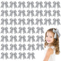 Cheerleader Hair Bows Glitter Silver 40 Pcs Cheer Hair Accessories