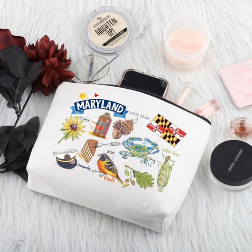 PWHAOO Maryland State Souvenirs Gift Maryland Makeup Bag Maryland Home Cosmetic Bag Maryland Tourism Gift Maryland Vacation Gift (Maryland M)