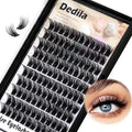 120 Clusters Individual False Eyelashes Wide Stem D Curl Handmade Dramatic Black Soft and Light 5D Volume Eye Lashes Extensions Thick Base Women Girls Beauty Tools (14mm)