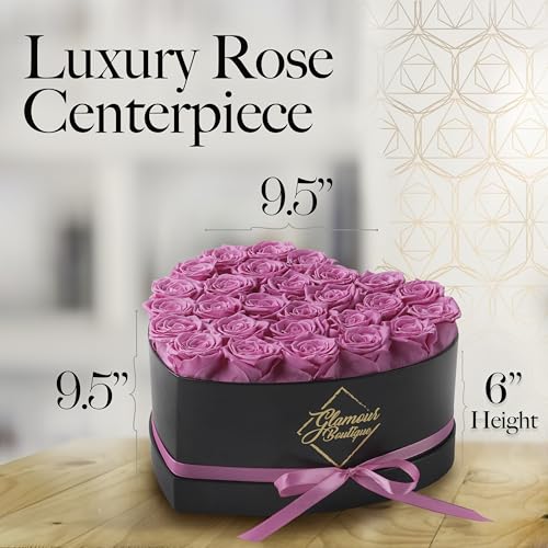 Forever Pink Roses Heart Gift Box - 27 Preserved Flowers for Gift, Decor & Romance