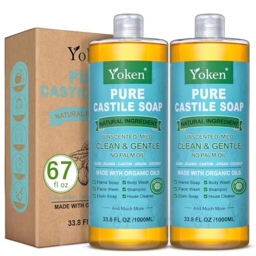 Unscented Castile Liquid Soap 67 Oz - Pack of 2, Organic & Multi-Purpose