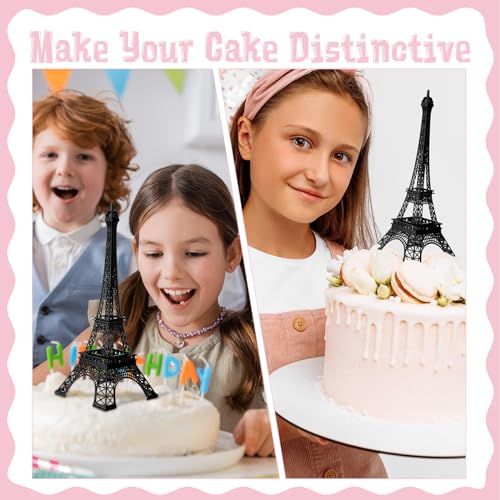 Therwen 15-Inch Black Eiffel Tower Centerpieces - Pack of 12 Decorative Metal Figurines