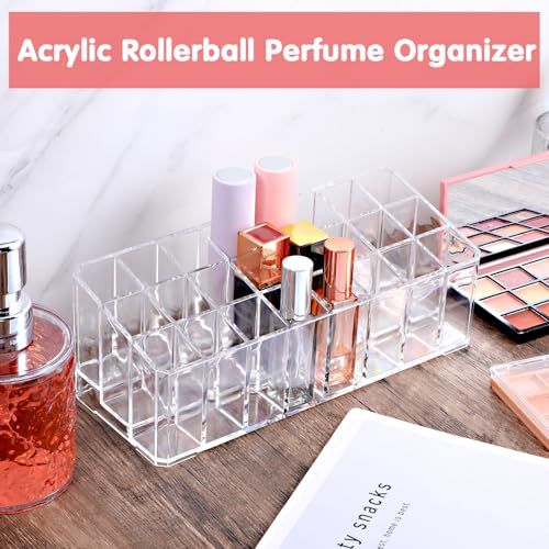 Acrylic Perfume Organizer with 48 Slots - Clear Makeup & Lipstick Storage Case