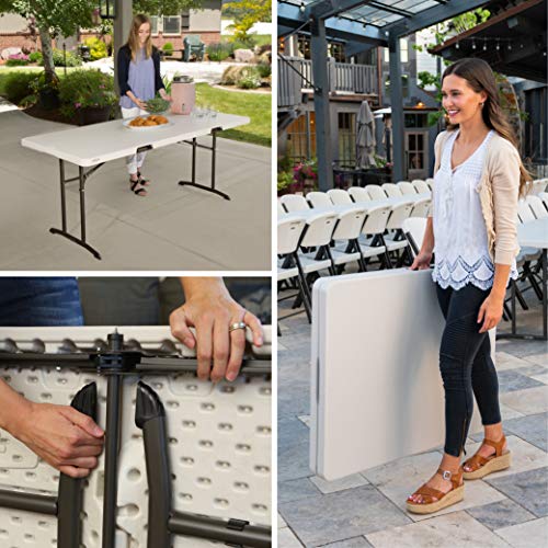 6-Foot Commercial Fold-in-Half Table - Almond, Indoor & Outdoor