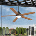 52" Outdoor Ceiling Fan with Light Brown Fans IP65 Waterproof Plug