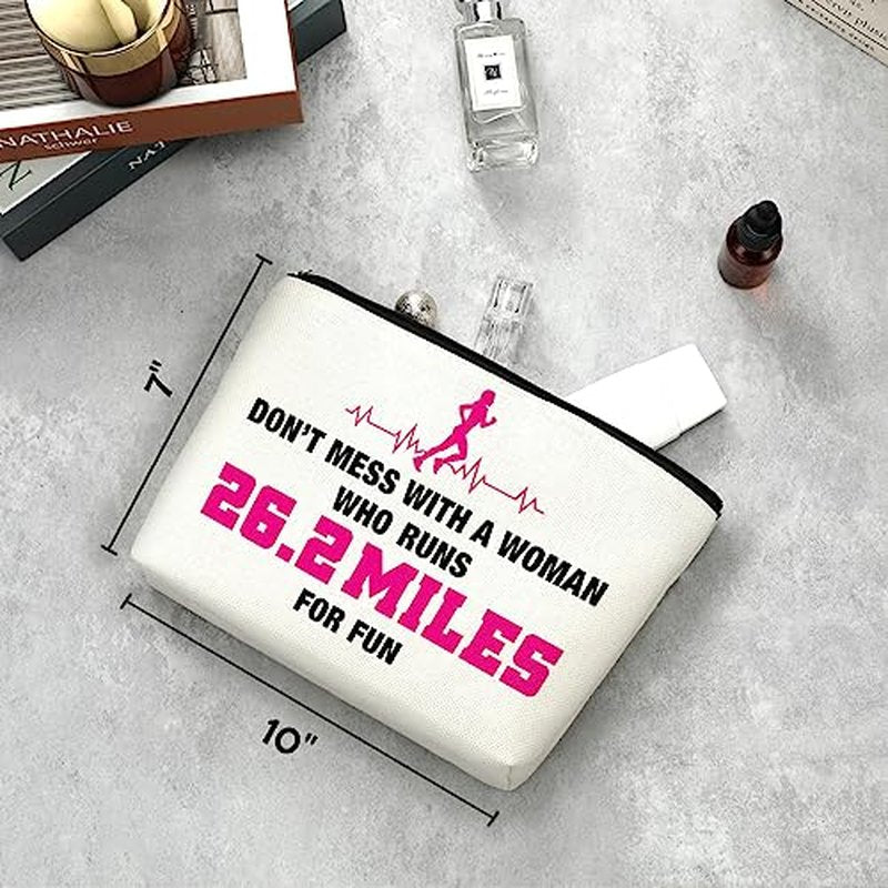 Decohim Inspirational Makeup Bag Cosmetic Bag Travel Pouch Marathon Runner Gifts for Women Birthday Christmas Graduation Gifts for Running Lover Runner Friend Bestie Don't Mess With A Woman