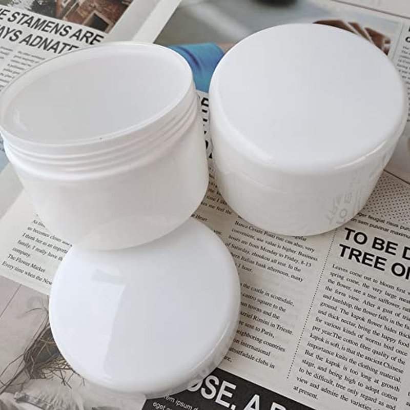 8 Pack Plastic Empty Cosmetic Containers with Lid, Portable 8 Oz 250ml Refillable Make-up Face Cream Jars Case for Body Scrub Mask Lotion Storage Pot (White)