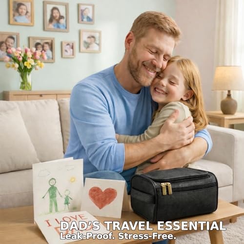MINARAI- Mens Toiletry Bag with Razor Case?Soft PU Leather-Look Hygiene Bag for men with Wide-Open Access, Hanging Design, and Strong Structure ? Built for Travel, Gym, and Everyday Organization?BLACK