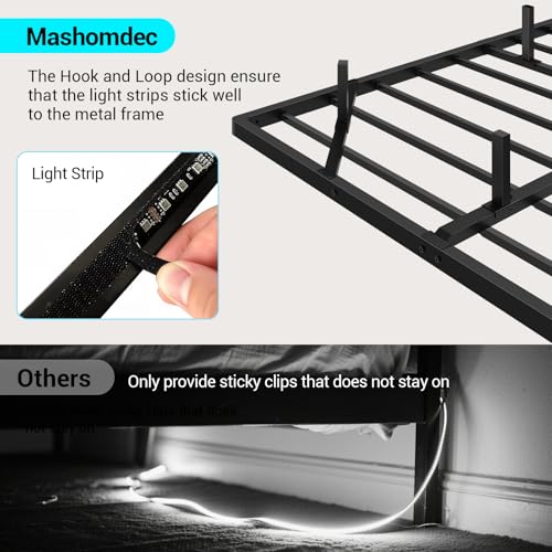 Queen Size Floating Metal Bed Frame with Smart LED Lights & Charging Station - Mashomdec