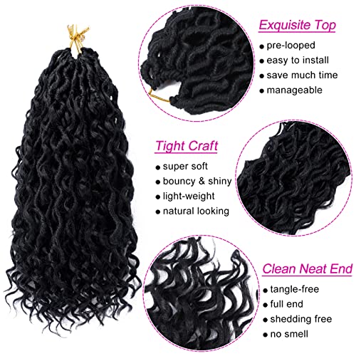 Dorsanee Goddess Faux Locs Crochet Hair - Short 12 Inch, Pack of 7, #1B