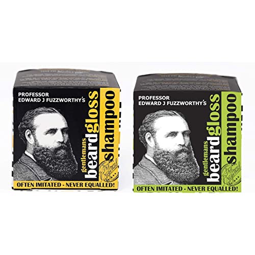 Professor Fuzzworthy's Beard Shampoo Bar Combo Set - Original & ACV Beard Wash Men's Grooming Gift Kit | 100% Natural Beard Soaps with Organic Ingredients Travel Friendly Zero Waste Plastic Free