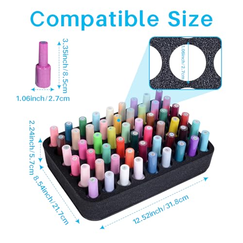 YAHOURWAT 2 Pack Nail Polish Organizer Tray with 108 Slots (15ml) Black – Foam Drawer Insert