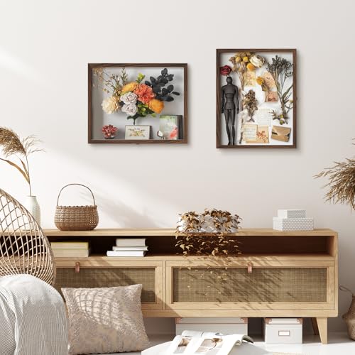 16x20 Large Pine Shadow Box Frame - Brown, 3.94 Deep Wall Display