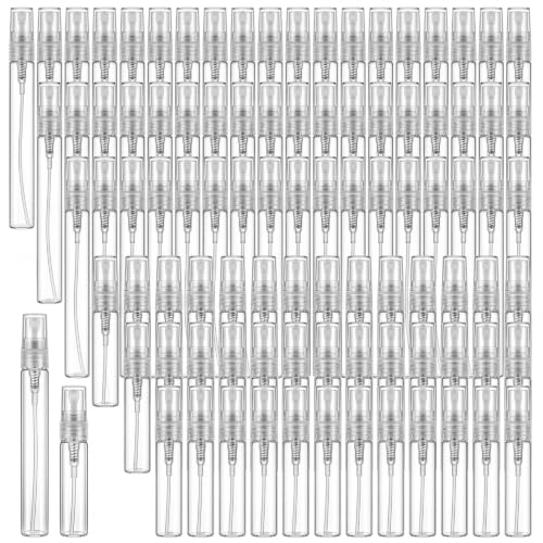 Mini Glass Spray Bottles 5ml & 10ml - 200 Pack Travel Perfume Atomizers Clear Cap