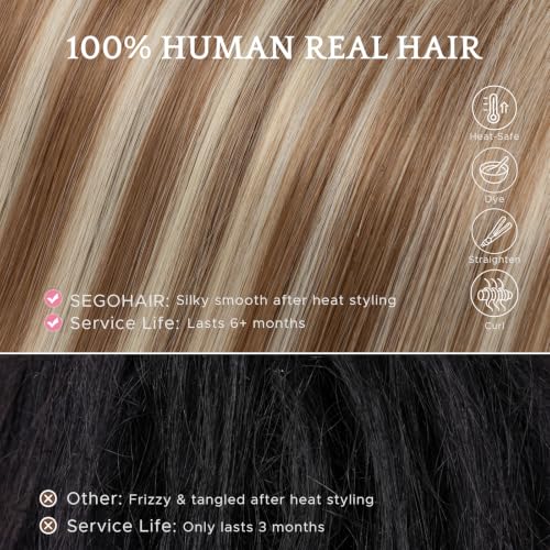 Human Hair Clip-In Extensions 14 Inch #6P613 | Seamless, Reusable & Easy to Style