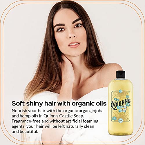 Quinn's Pure Castile Organic Unscented Liquid Soap 32 oz Alcohol Free Pink Grapefruit and Orange Rind Witch Hazel with Aloe Vera 16oz