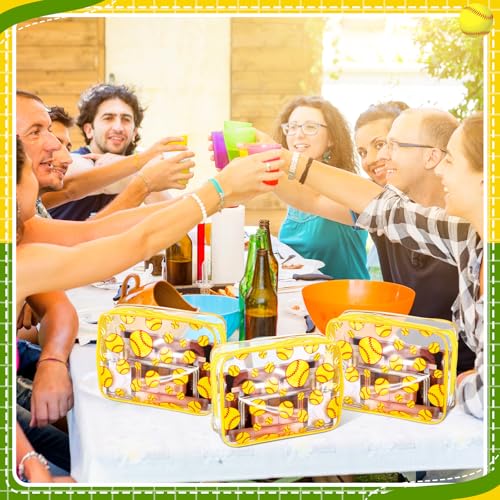 Softball Makeup Bags Bulk - 20 Pcs Softball Gift Bags for Sports Team and Party Supplies - Waterproof PVC, Portable, Reusable