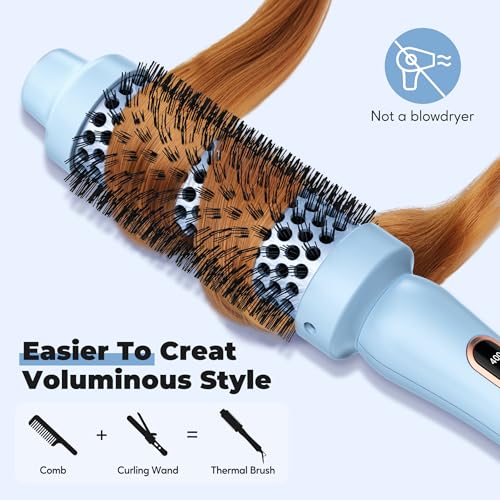 Thermal Hair Brush 1.5 Inch Barrel - Adjustable Temp, Travel Ready, Anti-Tangle Bristles