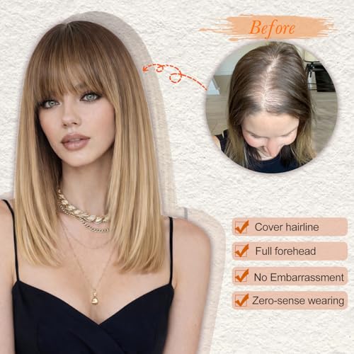 White Sakuraaa Hair Topper for Women with Thinning Hair 14 Inch Wavy Layered