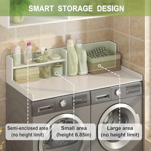 FUNHUKSON White 2-Tier Laundry Countertop Shelf for Washer & Dryer 54"