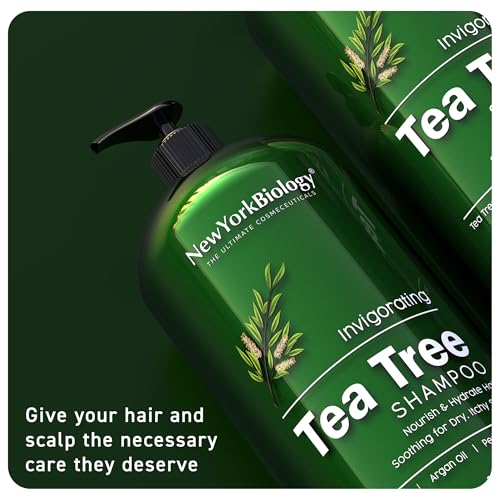 New York Biology Tea Tree Shampoo 16.9 Fl Oz Pack of 2 - Hydrating, Sulfate-Free Hair Care for Men & Women