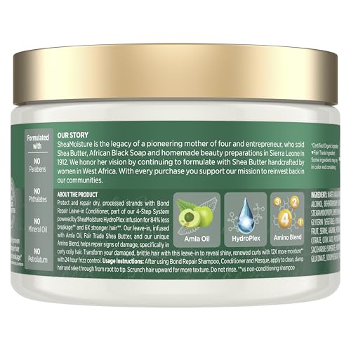 SheaMoisture Bond Repair Leave-In Conditioner Amla Oil Protects Against Damage, Strengthens With Hydroplex Technology For Less Breakage With Restorative HydroPlex Infusion 11FlOz, (Pack of 2)