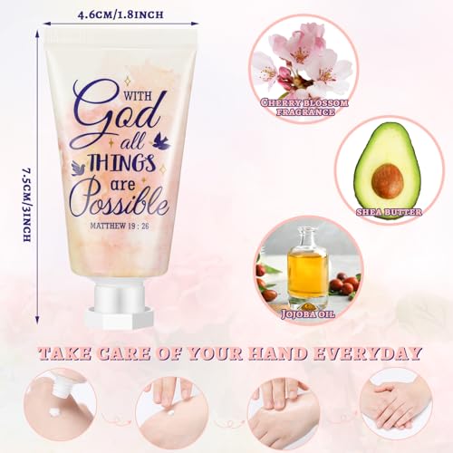 50 Pack Christian Hand Lotion Bulk Gifts for Women Mother's Day Gifts Bible Mini Travel Hand Lotion for Women Church Appreciation(Cute)