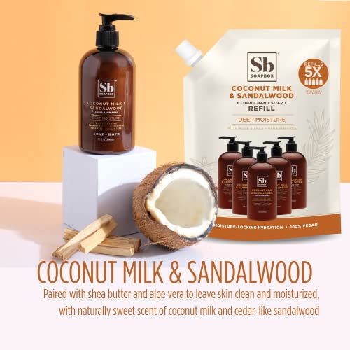Soapbox Liquid Hand Soap Refill Combo Pack, Coconut Milk & Sandalwood + Meyer Lemon & Tea Leaves, 64oz Half Gallon Refills (Pack of 2)