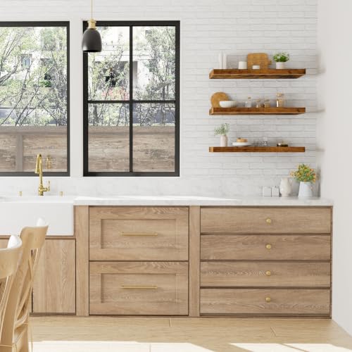 Deep Floating Wall Shelves Set of 3 - Brown, 23.6 x 12 Inches