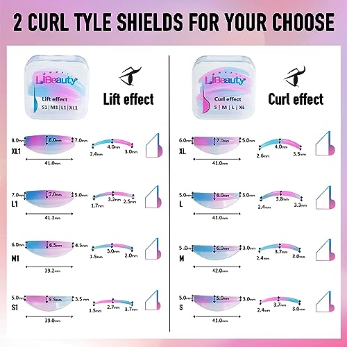 Libeauty Eyelash Lift and Tint Kit Fast Curling Coloring Lash Perm Black Dye Kit With L&C Shapes Lash Lifting Pads Suitable for Salon & Home Use